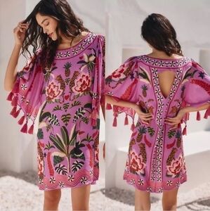 New Farm Rio Pink Leopard Forest Swim Beach Pool Cover-Up Dress Medium NWT